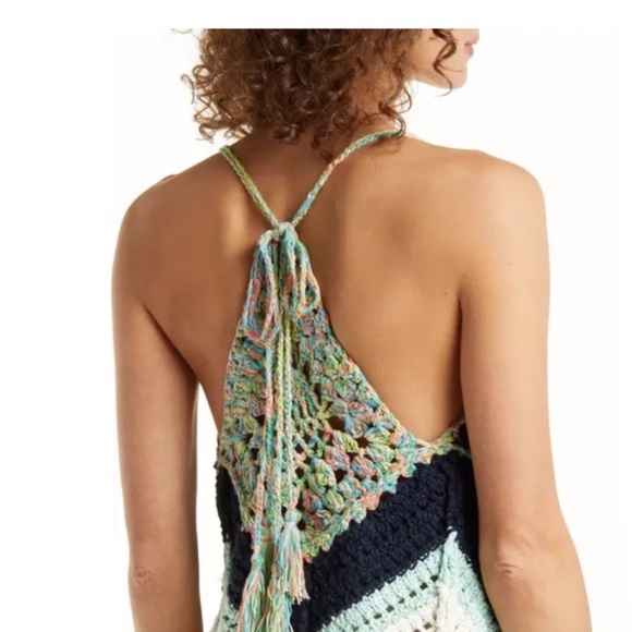 FREE PEOPLE NWT $148 Summer Breeze Crochet halter Top size M - Picture 3 of 8